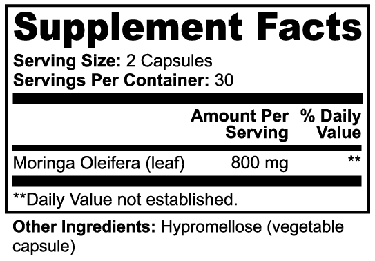Moringa Supplement Facts