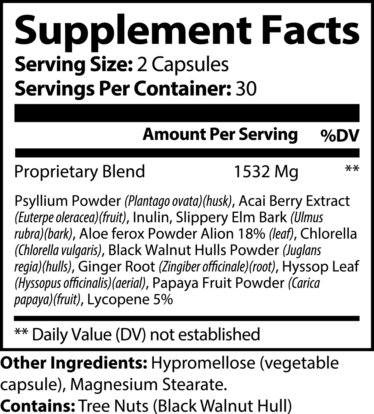 Complete Detox Supplement Facts
